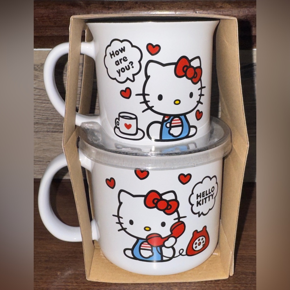 Super Cute 🥰 Sanrio Hello Kitty Big & Little 2 Pc Mug Set 16oz Mug & 9oz Mug